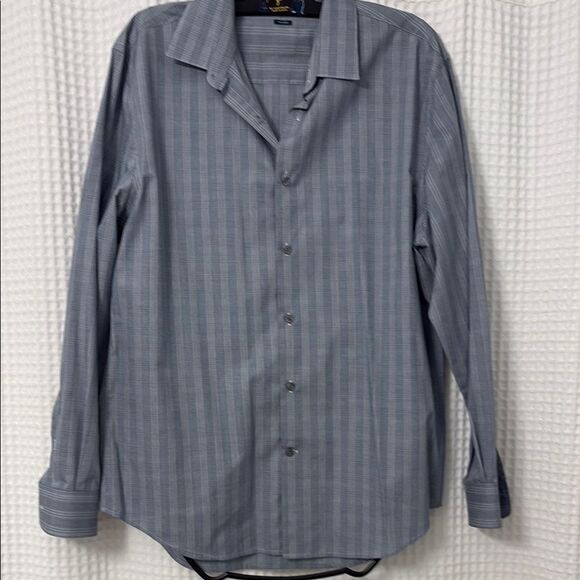 Perry Ellis Blue and White Button Down Shirt Size L - Picture 1 of 5